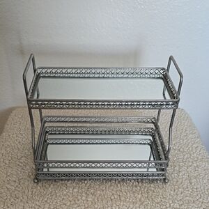 Elegant Silver Two-Tier Mirrored Tray